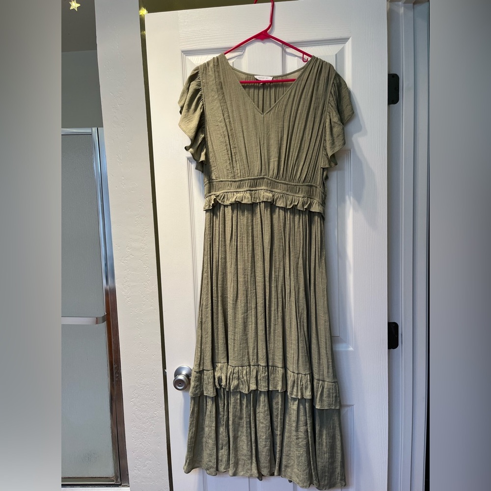 Sage green august sky midi dress